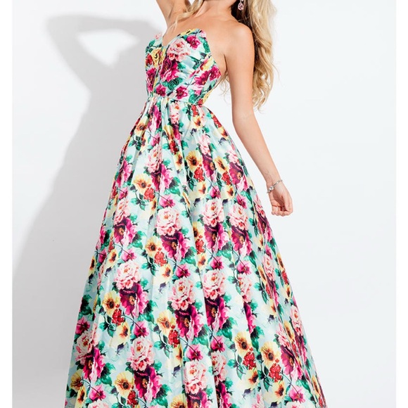 Rachel Allan Dresses & Skirts - Rachel Allan Multicolor Floral Strapless Dress